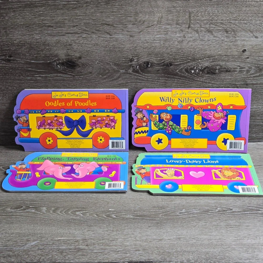 Vintage Jo Jo's Circus‎ Train Board Book Lot of 4 Paradise Press 1998 Retro Kids